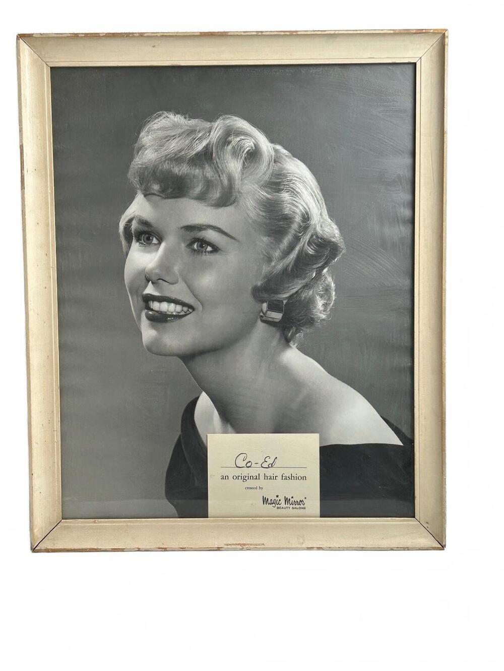 Vintage Framed 1950s Hair Design Poster From Magic Mirror Salons
